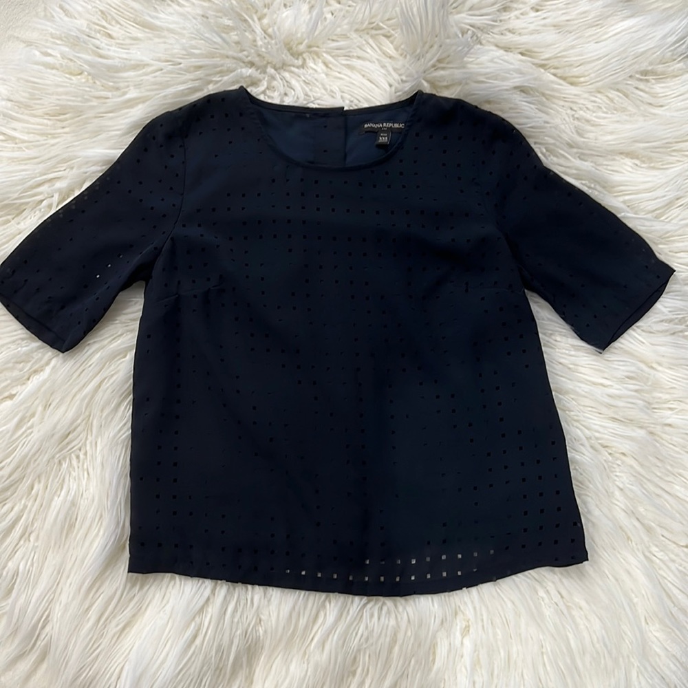 Banana Republic Shortsleeved Blouse Navy Blue Size XXS